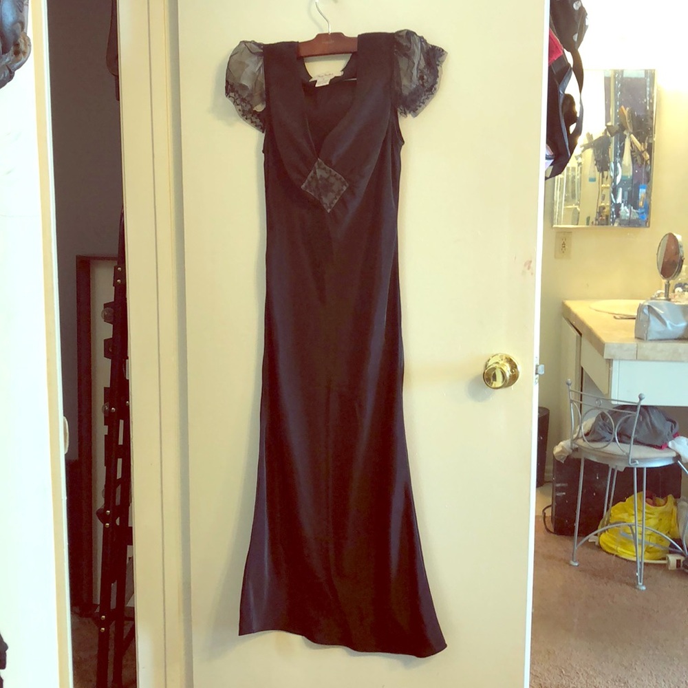 Black, silky, vintage free people dress